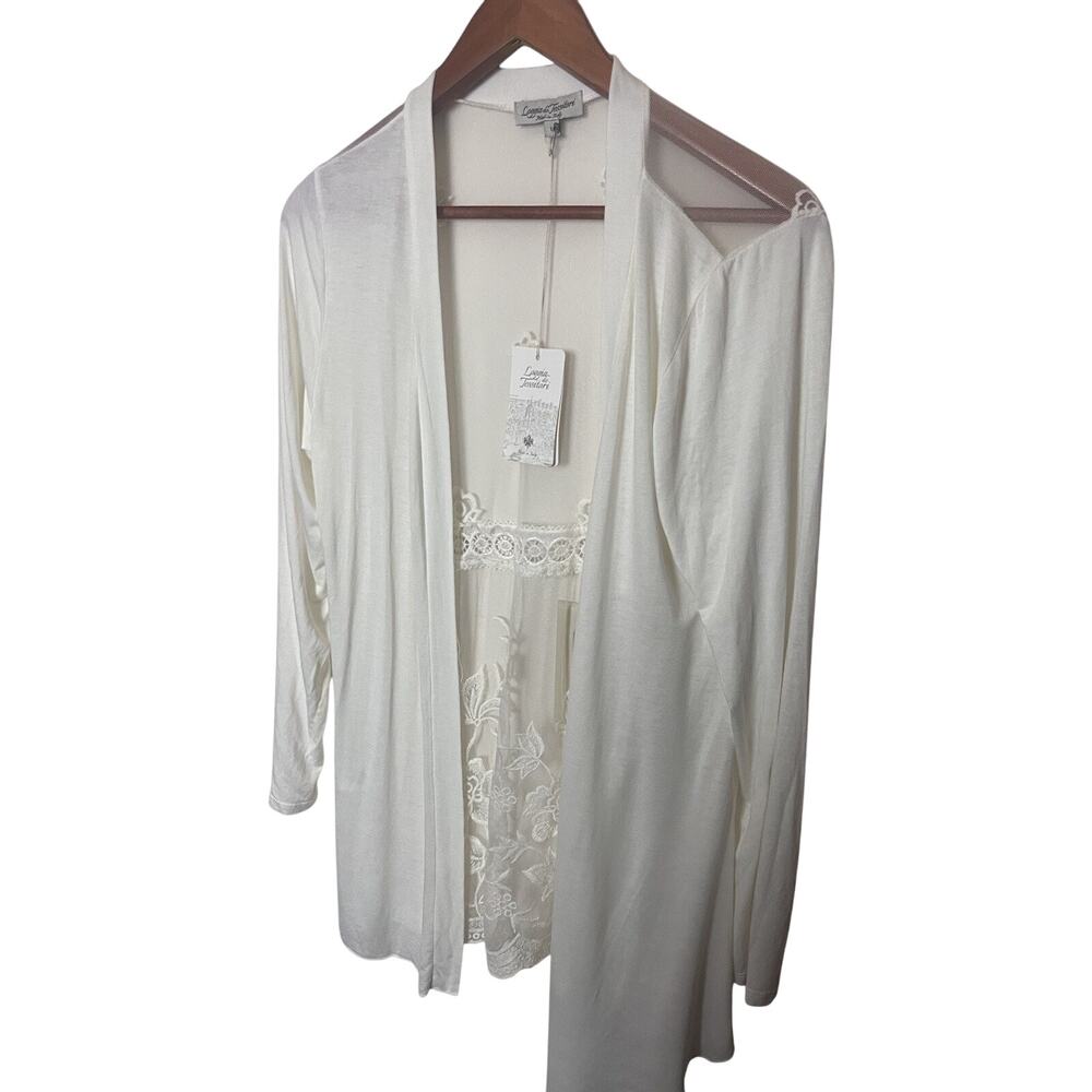NWT Loggia De Tessitori Women's Sz Large Ivory Cream Lace Lightweight Cardigan